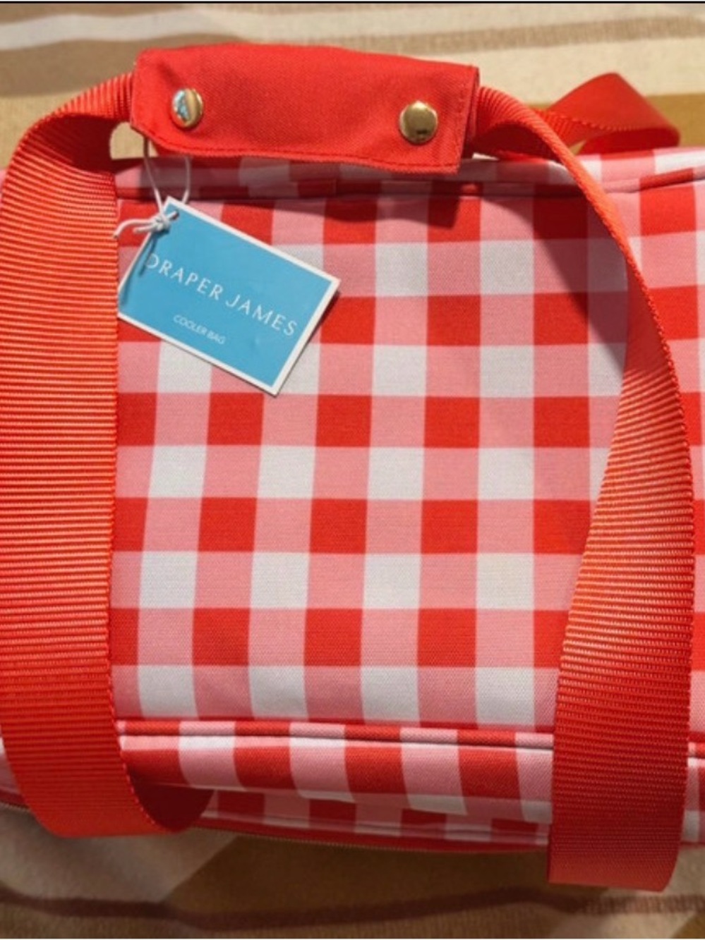 NWT Draper James Red White Gingham Insulated Cooler Bag Picnic Tote